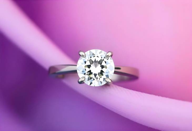 Elegant Diamond Engagement Ring Against Colorful Abstract Background